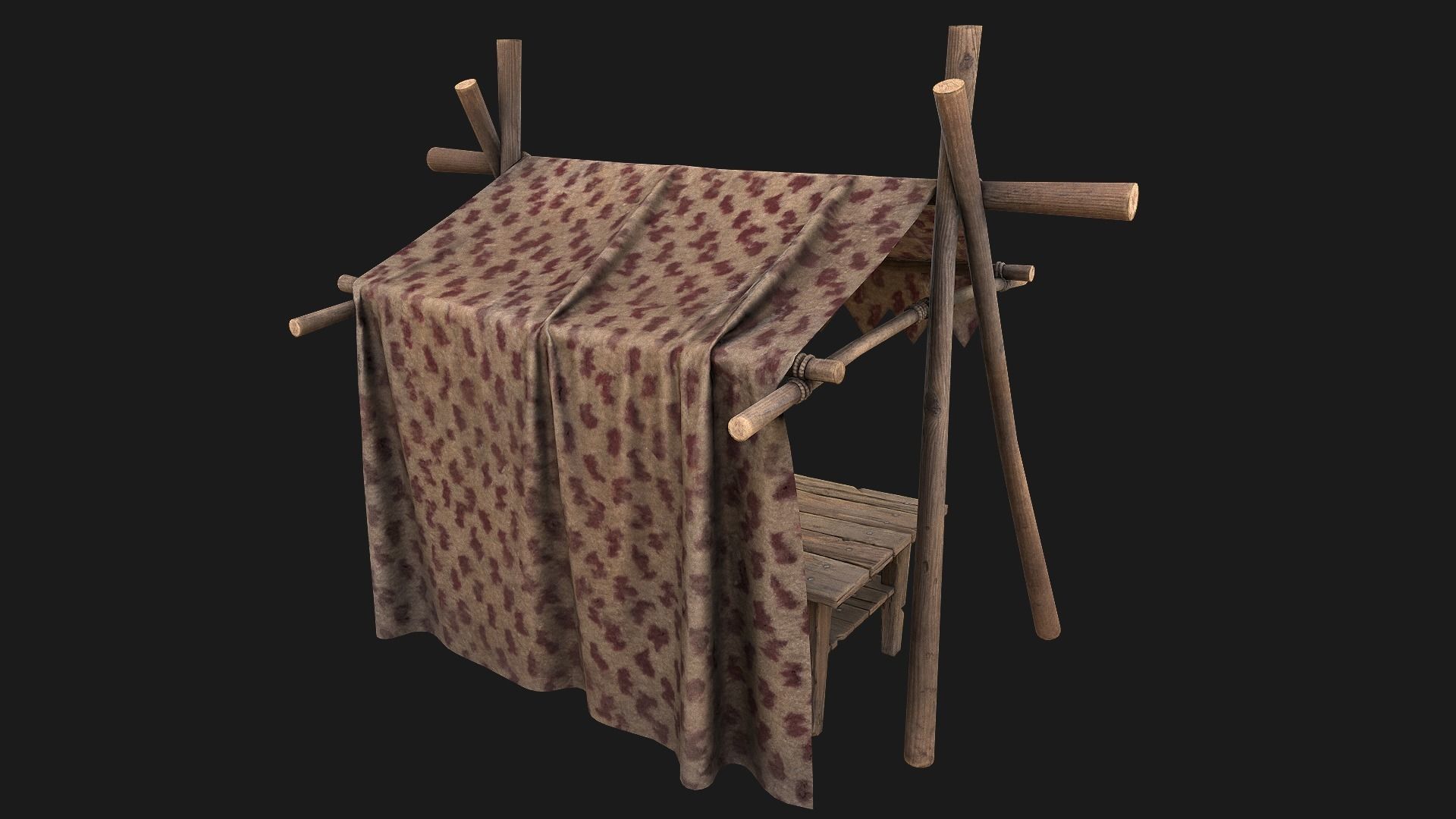 Medieval Market Tent Low-poly 3D model_10