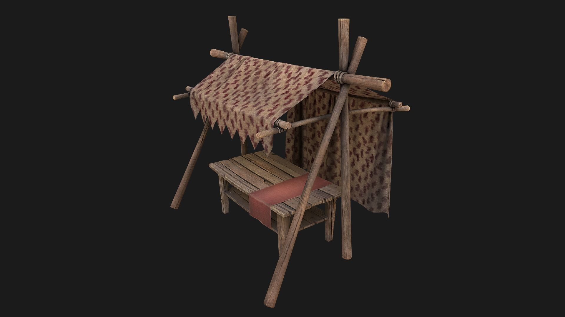 Medieval Market Tent Low-poly 3D model_2