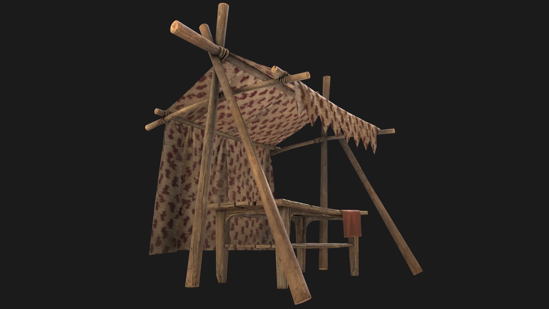 Medieval Market Tent Low-poly 3D model_15