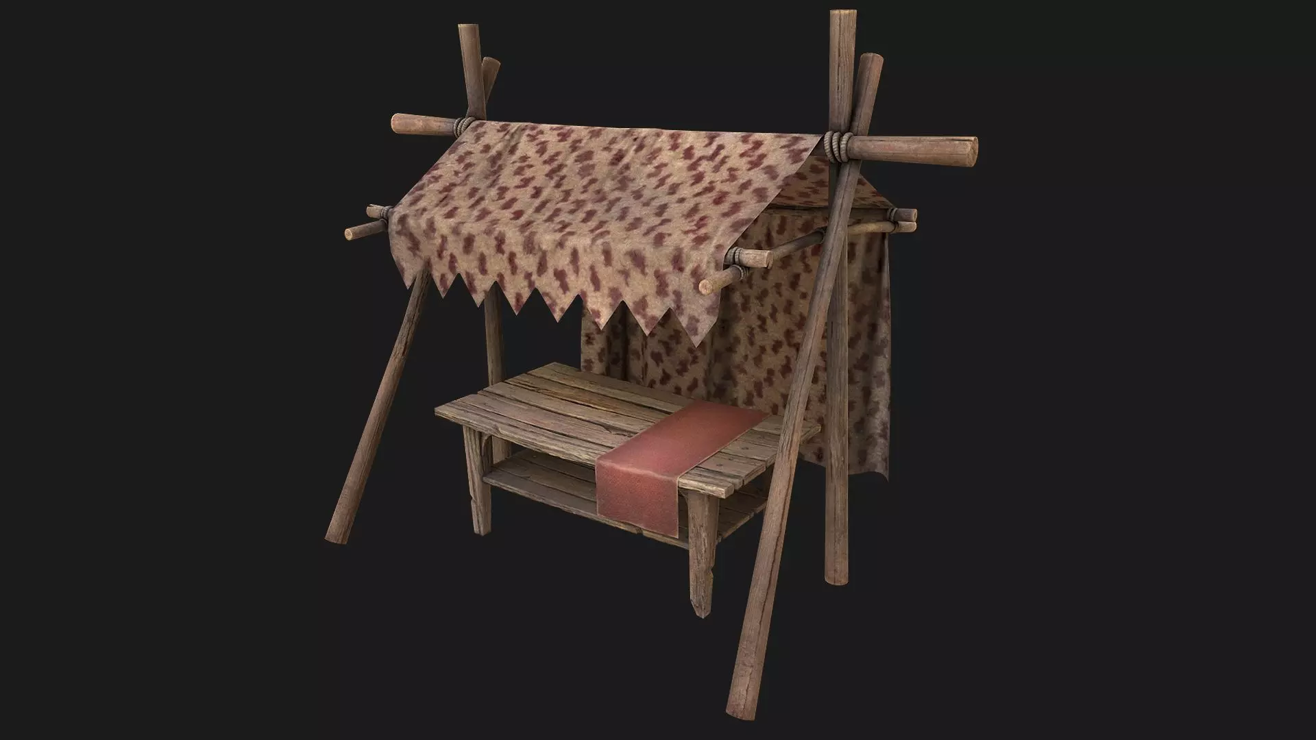 Medieval Market Tent Low-poly 3D model_0