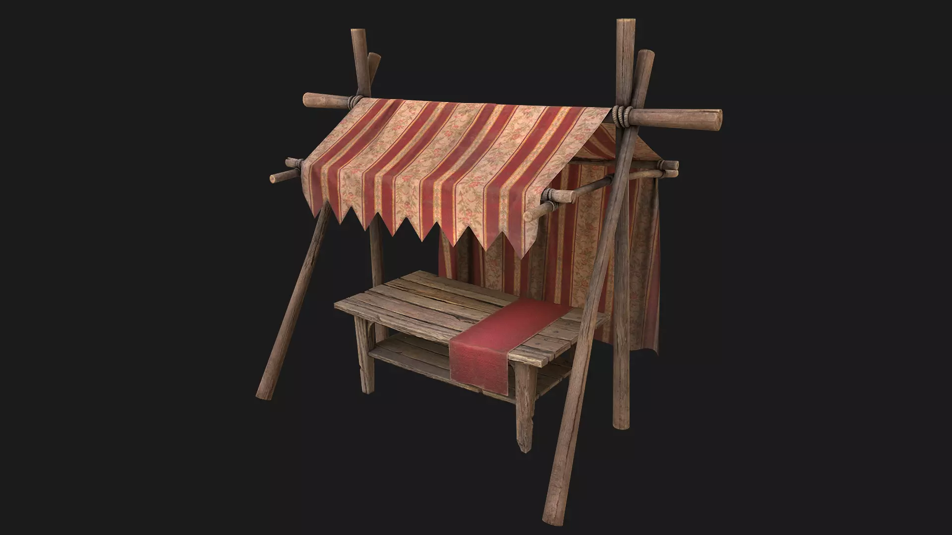 Market Stalls Red Tent Fair Shop Low-poly 3D model
