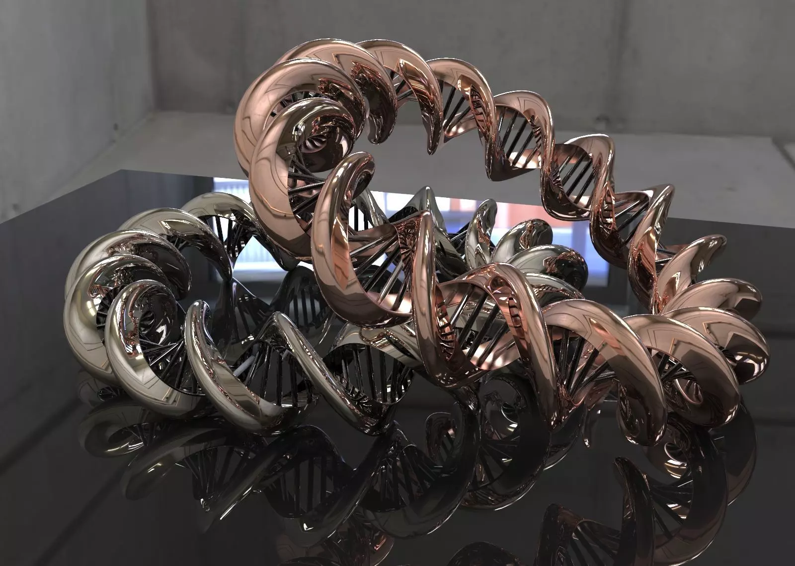 BRACELET gold spiral ring with diamonds 3D print model_0