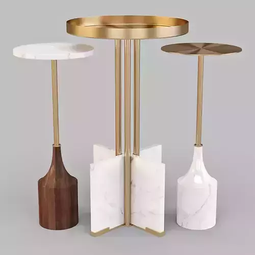West Elm Marble and Brass Hera - Drink and Side Tables Set 01