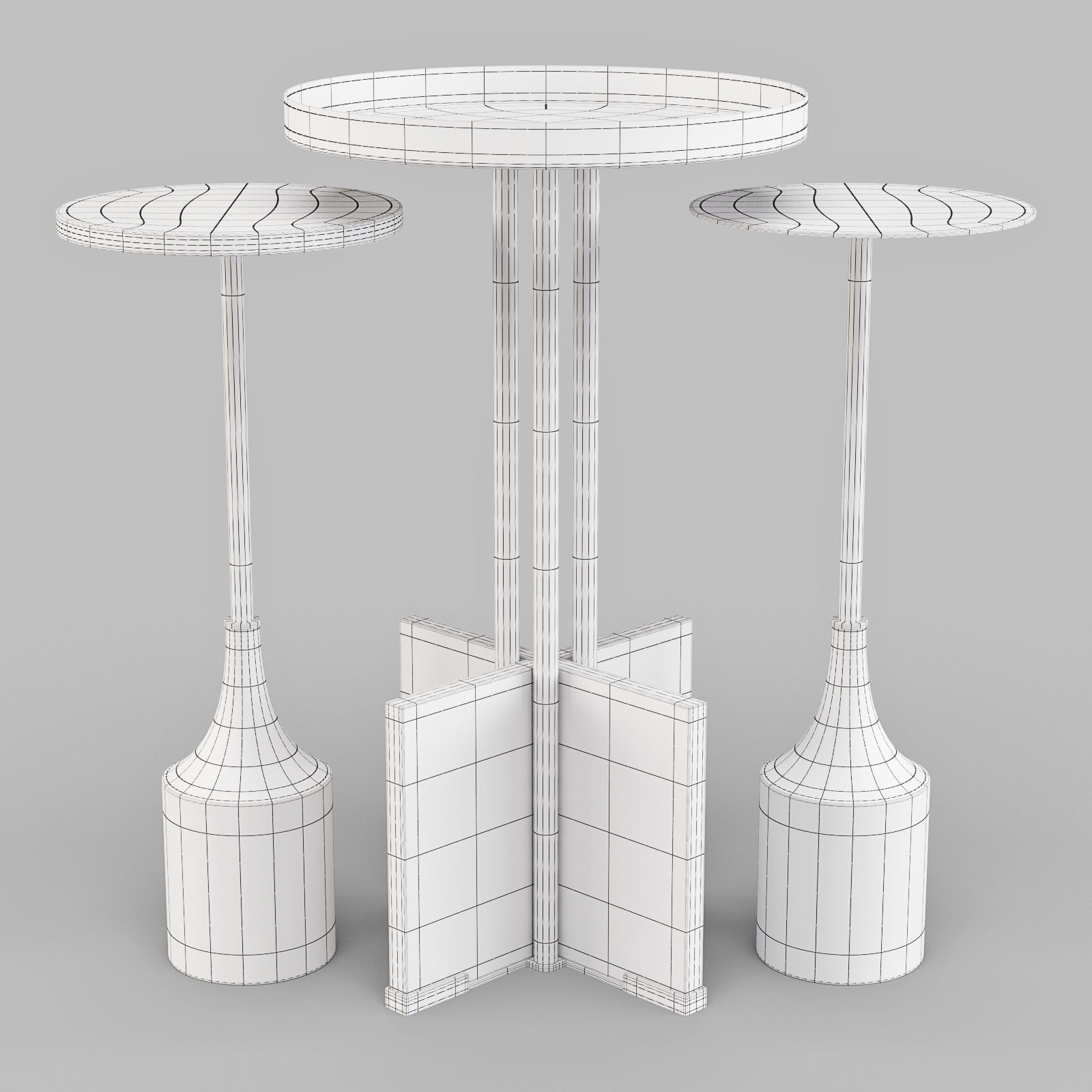 West Elm Marble and Brass Hera - Drink and Side Tables Set 01 3D model_1
