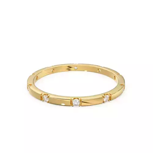 Pave Diamond Wedding Band Proposal Gold Engagement Ring