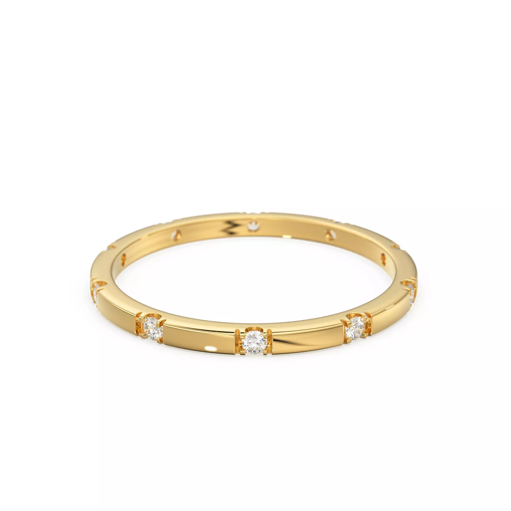 Pave Diamond Wedding Band Proposal Gold Engagement Ring 3D print model