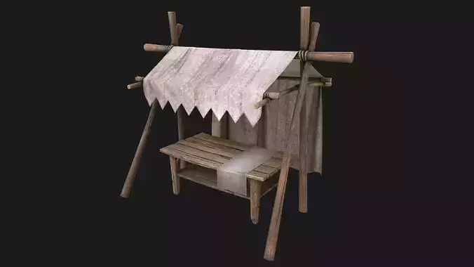 Medieval Market Stalls Tent   Low-poly 3D model