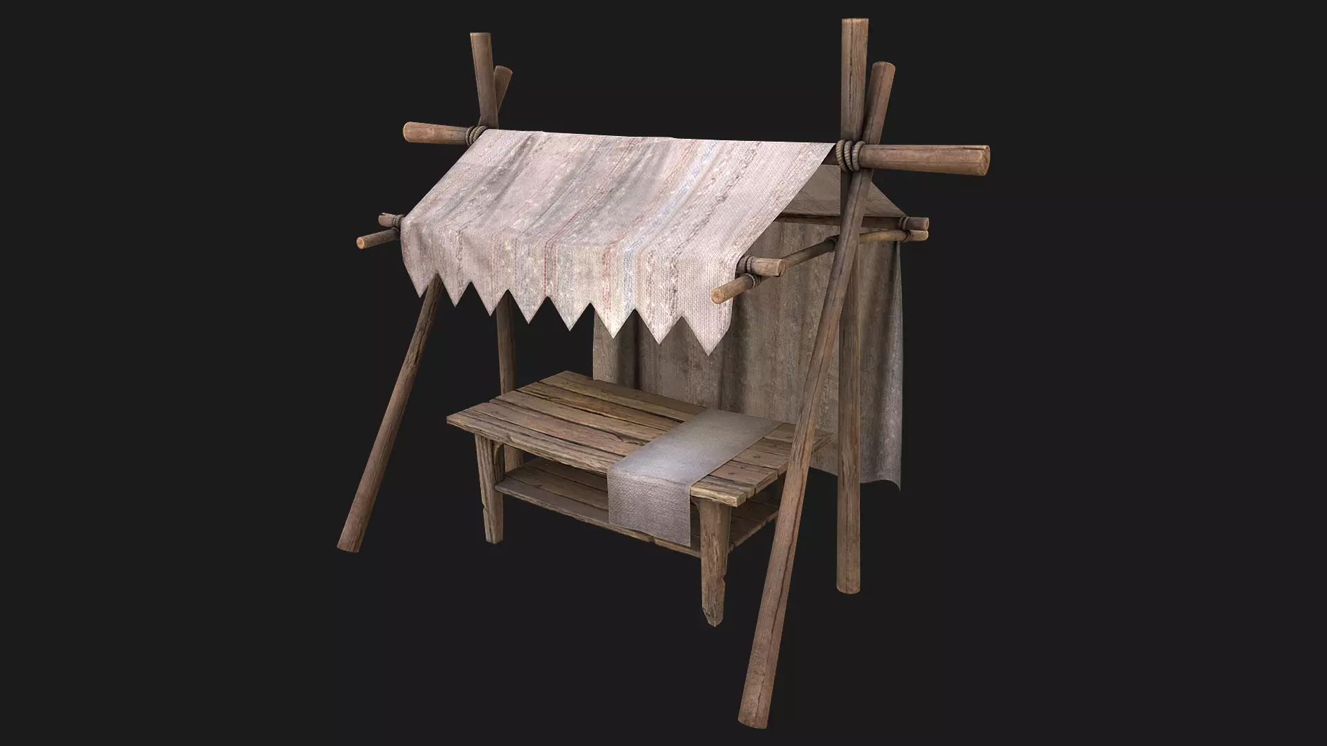 Medieval Market Stalls Fair Trade Tent Low-poly 3D model