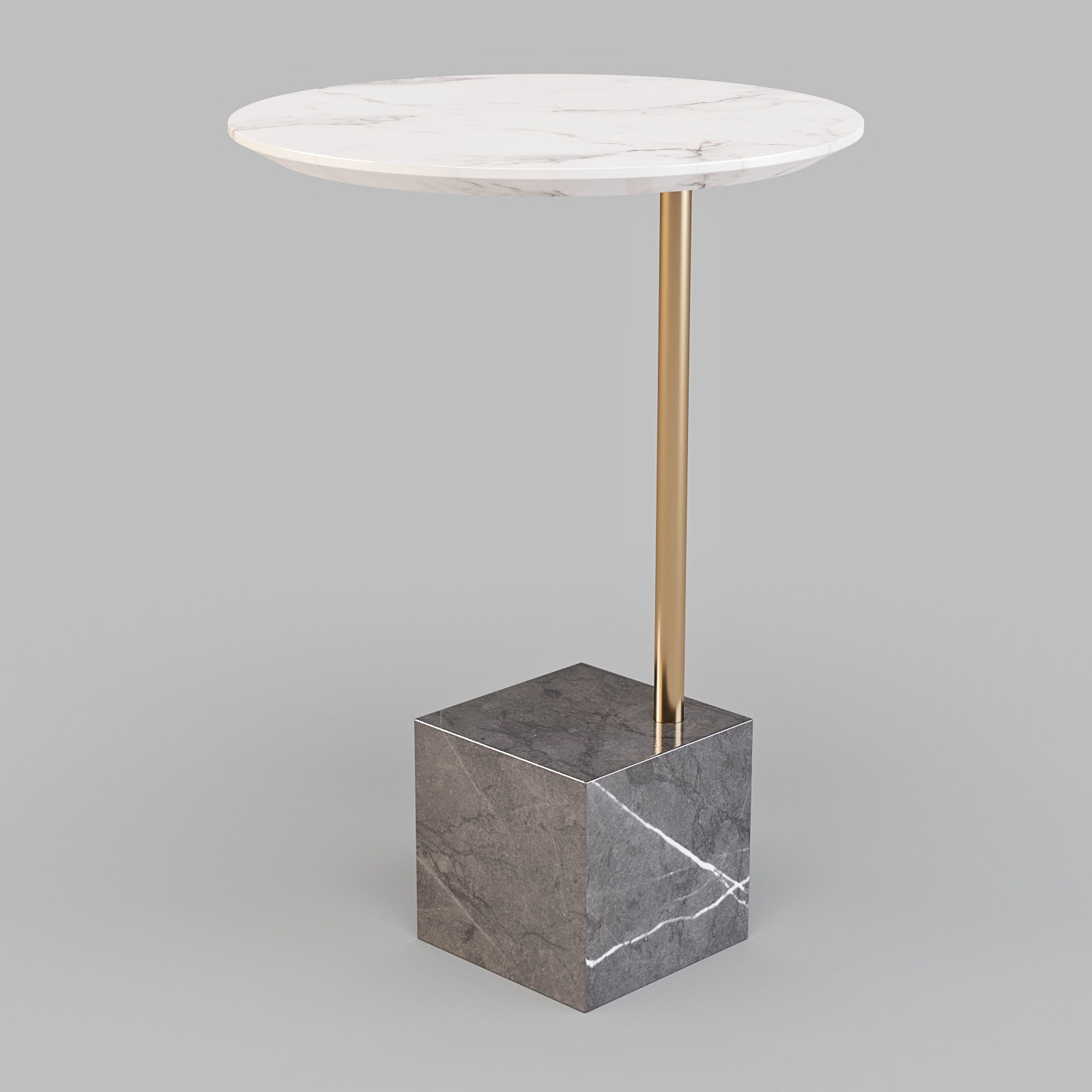 West Elm Marble and Brass Hera - Drink and Side Tables Set 02 3D model_3