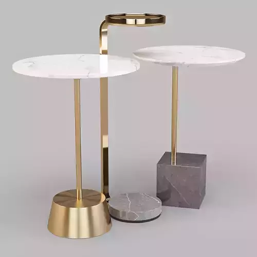 West Elm Marble and Brass Hera - Drink and Side Tables Set 02