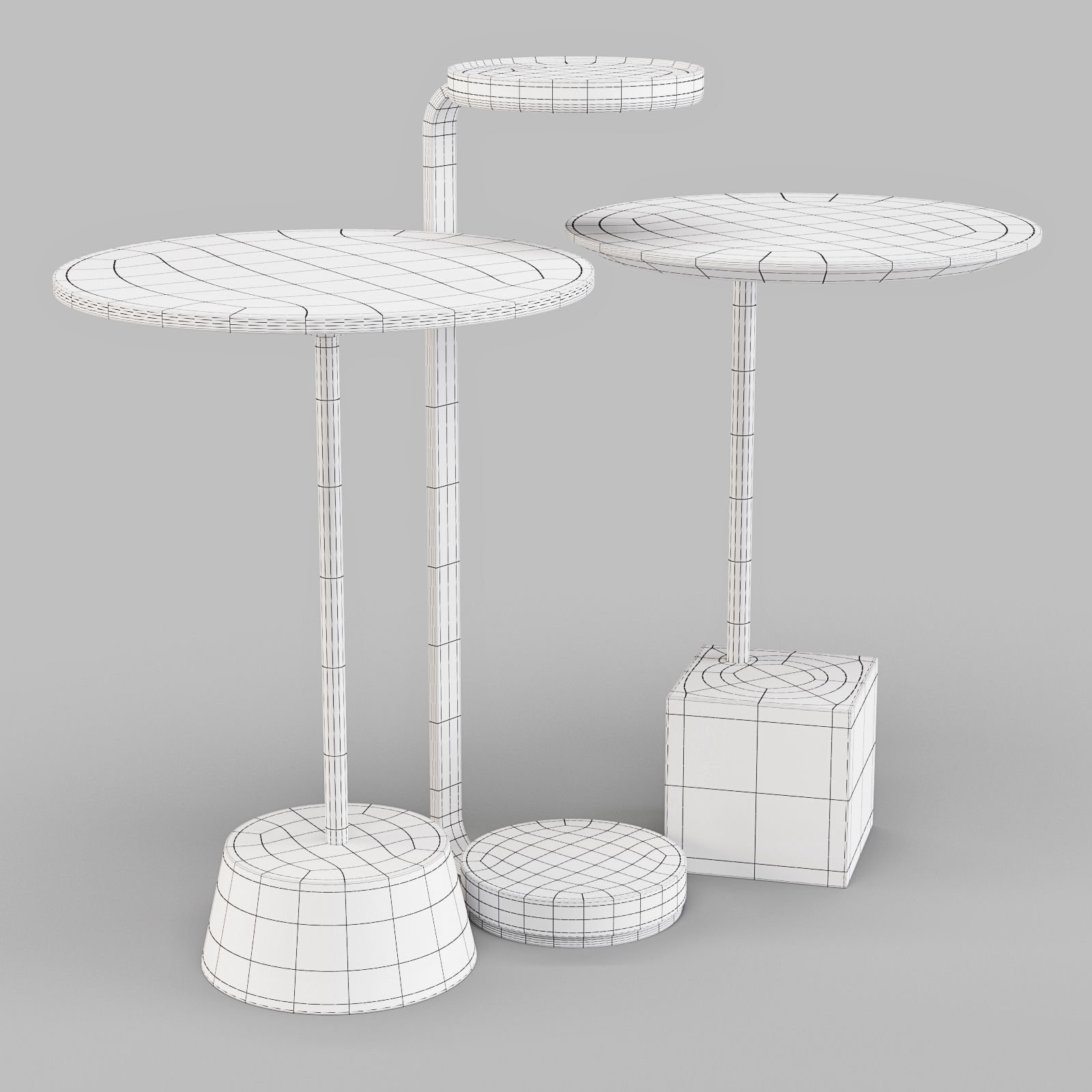 West Elm Marble and Brass Hera - Drink and Side Tables Set 02 3D model_1