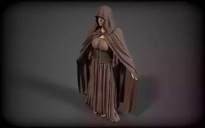 Medieval brown cloak 3D model