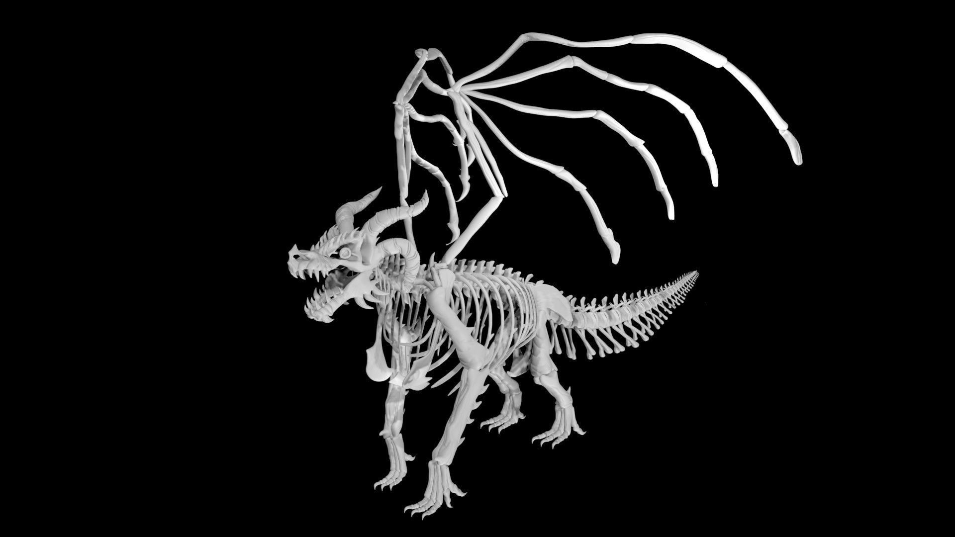 Dragon skeleton Low-poly 3D model_7