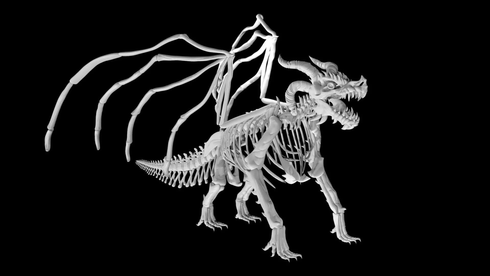 Dragon skeleton Low-poly 3D model_0