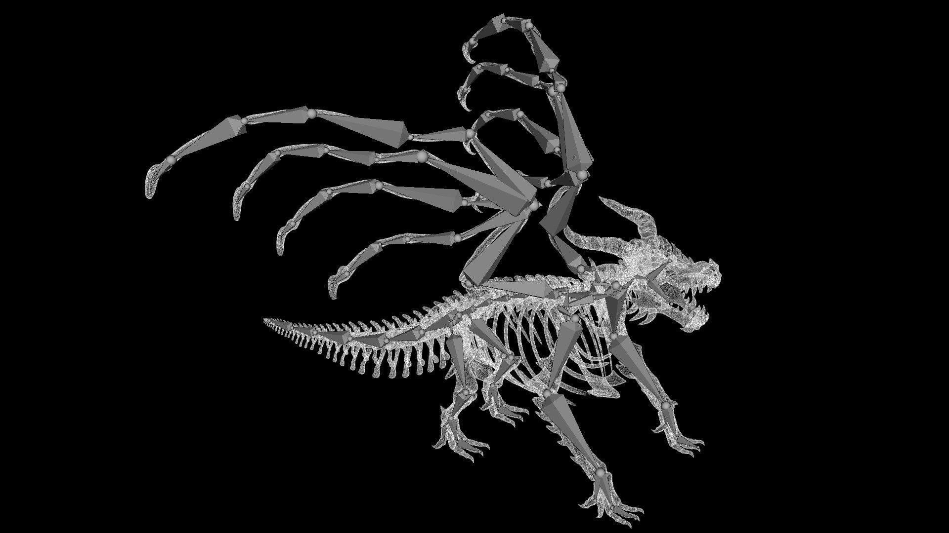 Dragon skeleton Low-poly 3D model_9
