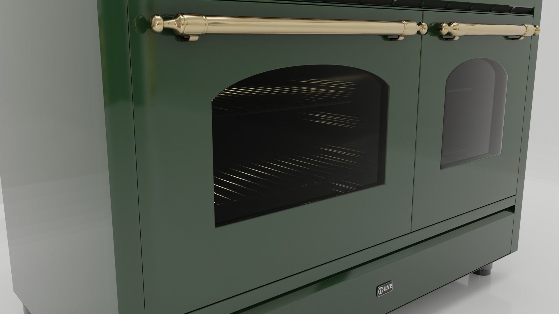 Retro Style Freestanding Range With Double Ovens Low-poly 3D model_2