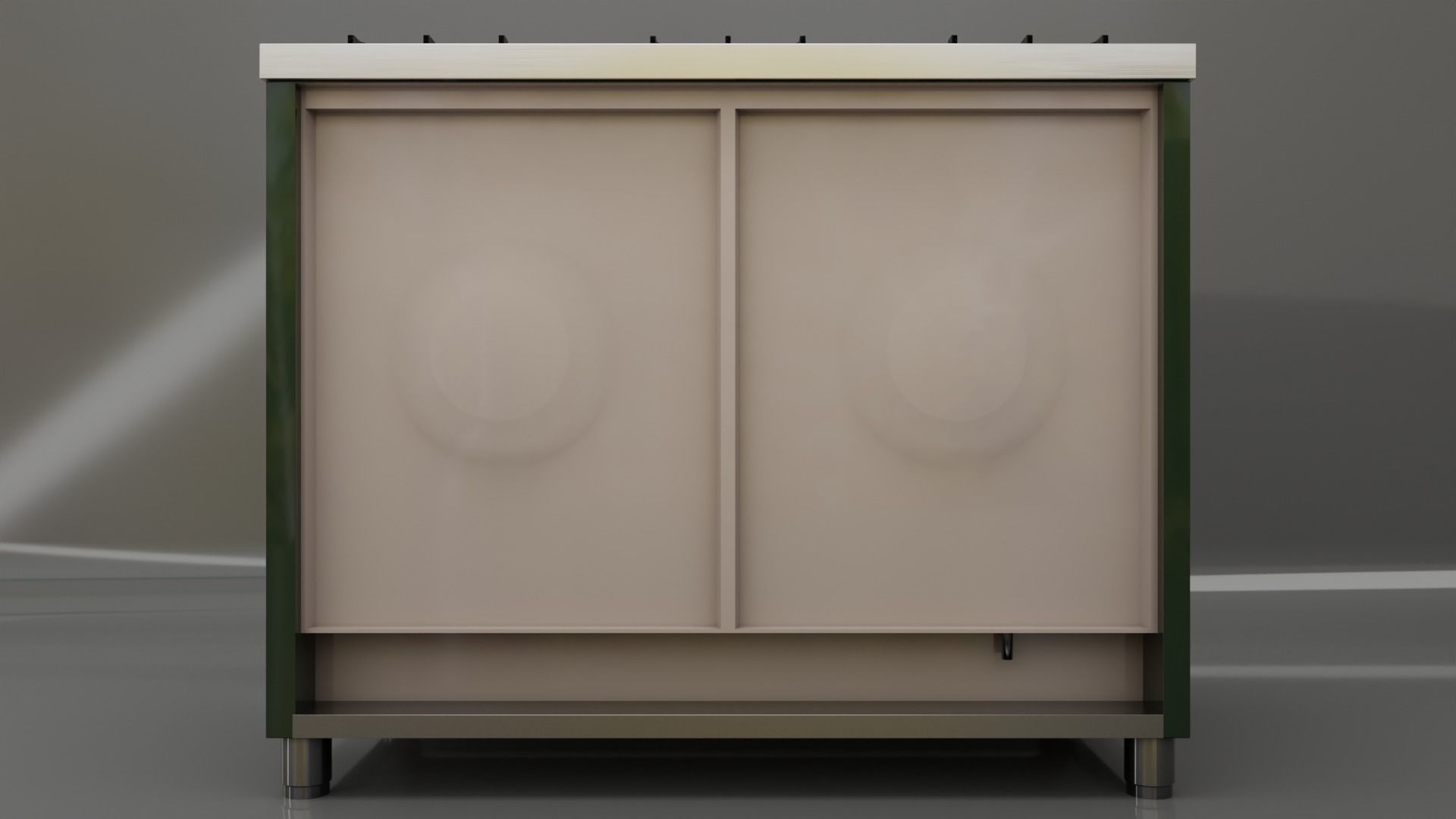 Retro Style Freestanding Range With Double Ovens Low-poly 3D model_4