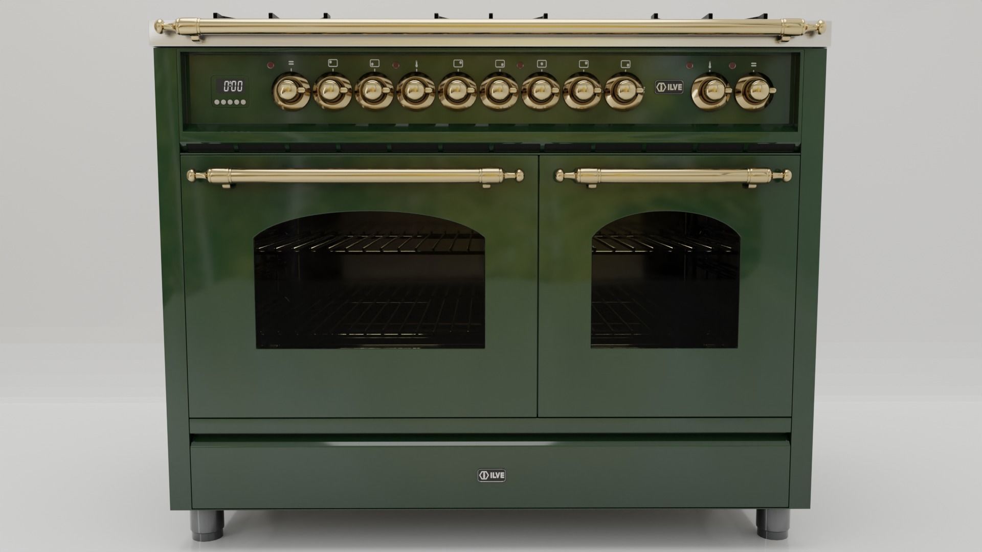 Retro Style Freestanding Range With Double Ovens Low-poly 3D model_3