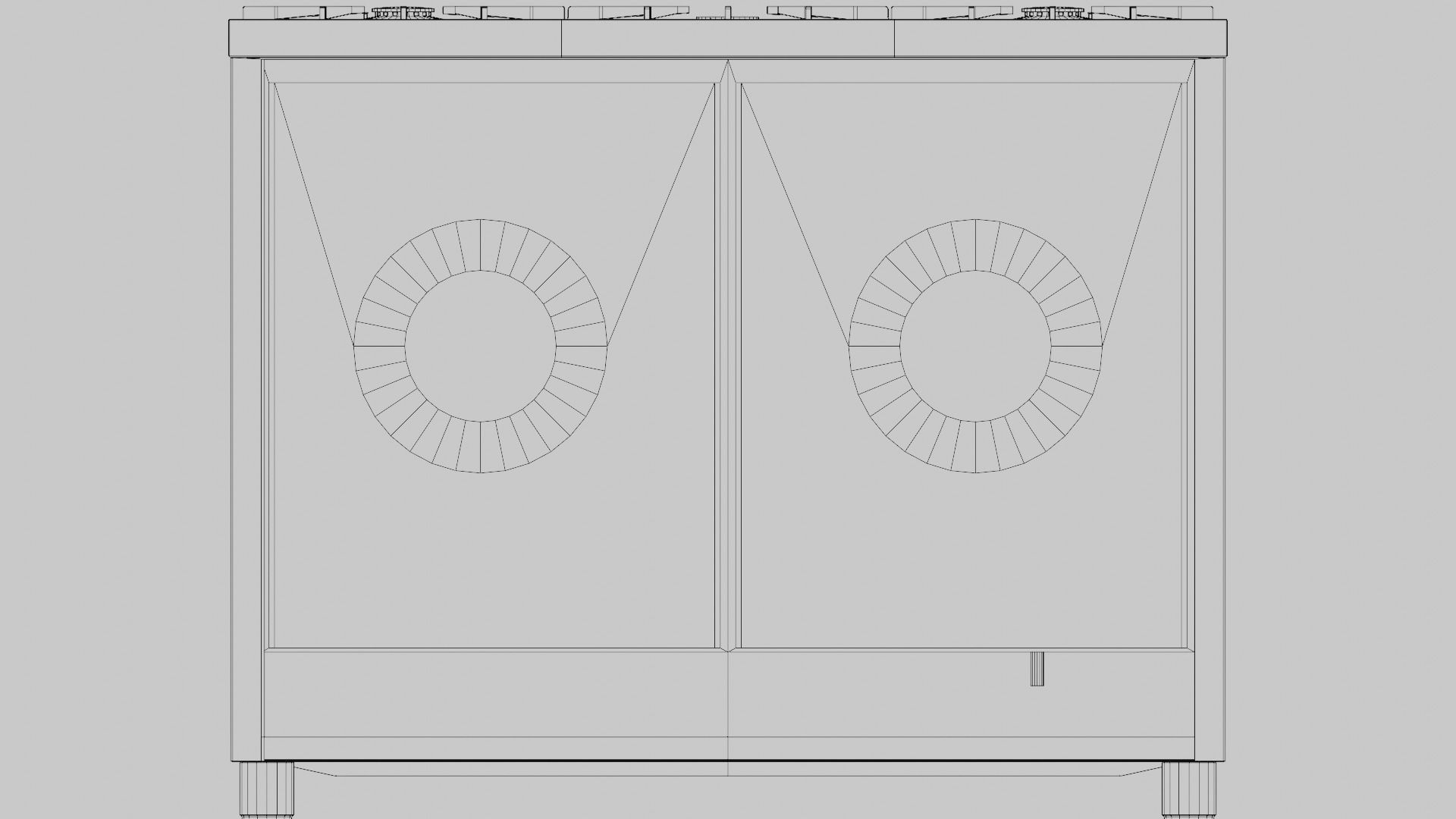 Retro Style Freestanding Range With Double Ovens Low-poly 3D model_6