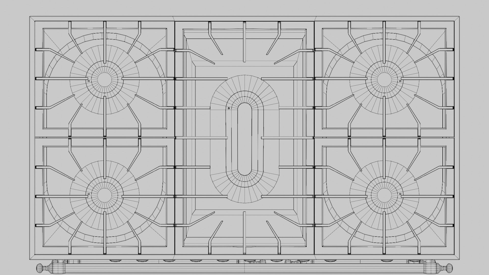 Retro Style Freestanding Range With Double Ovens Low-poly 3D model_7