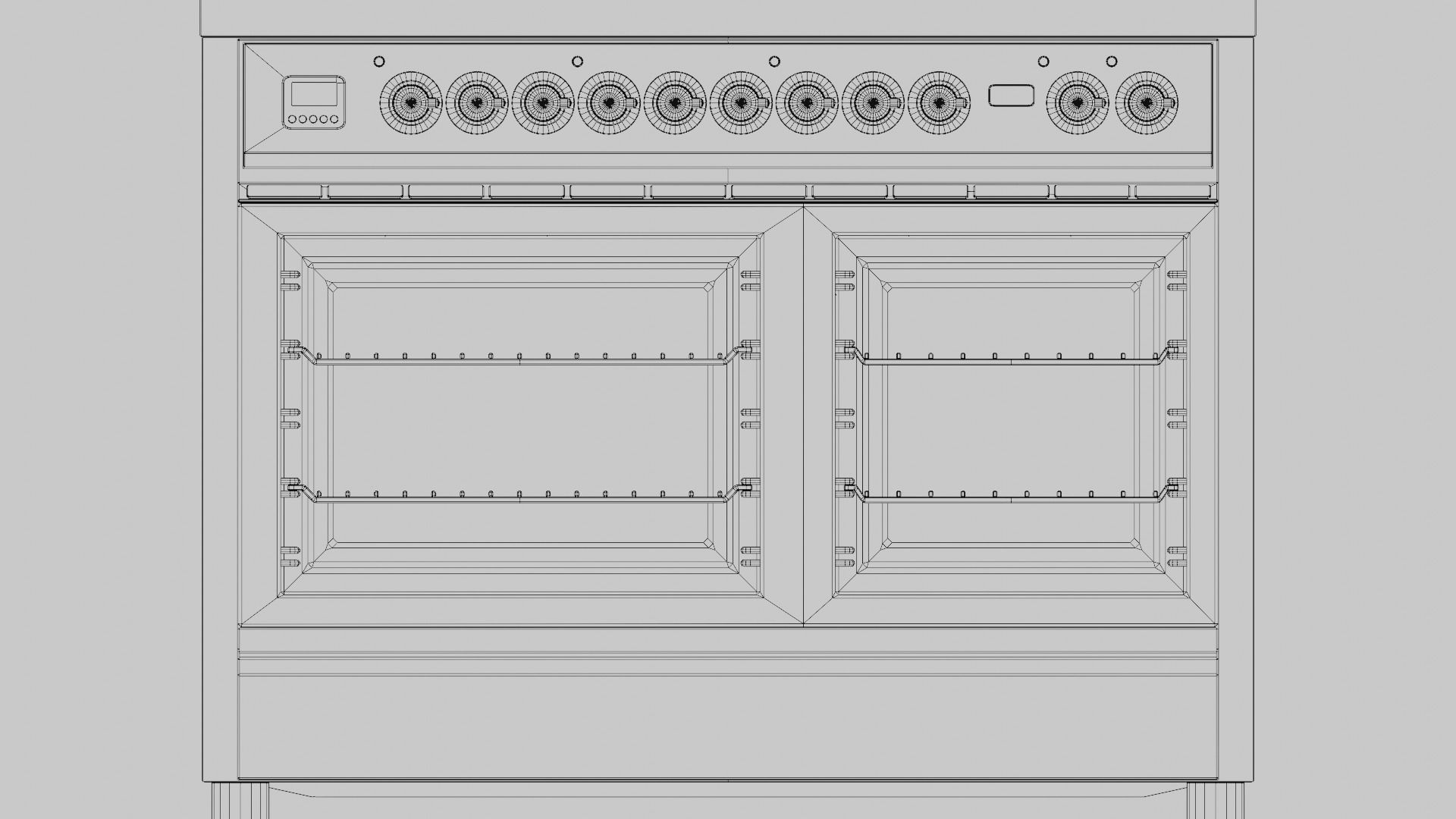 Retro Style Freestanding Range With Double Ovens Low-poly 3D model_9