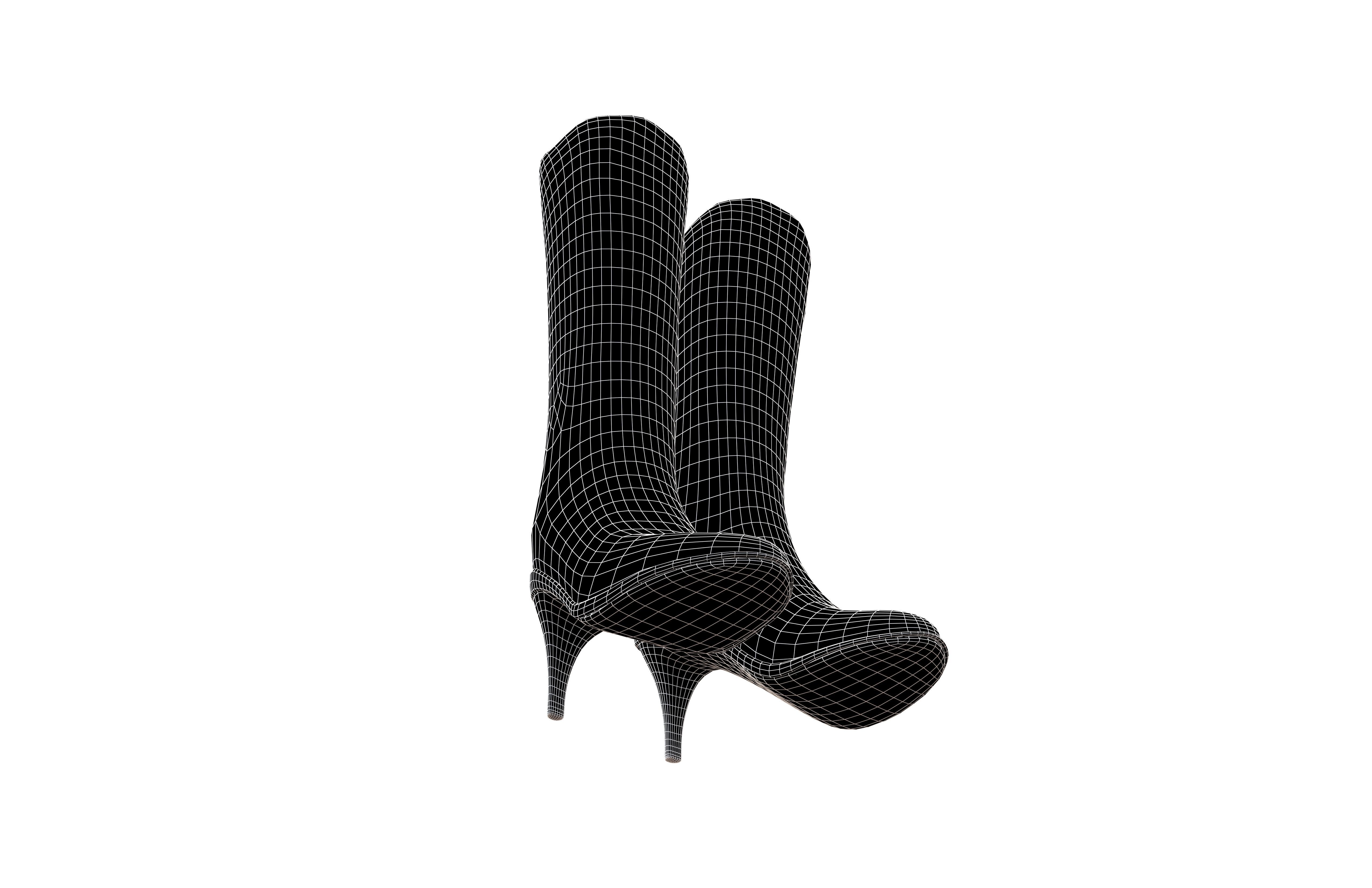 Knee Boots V1 001 Low-poly 3D model_7