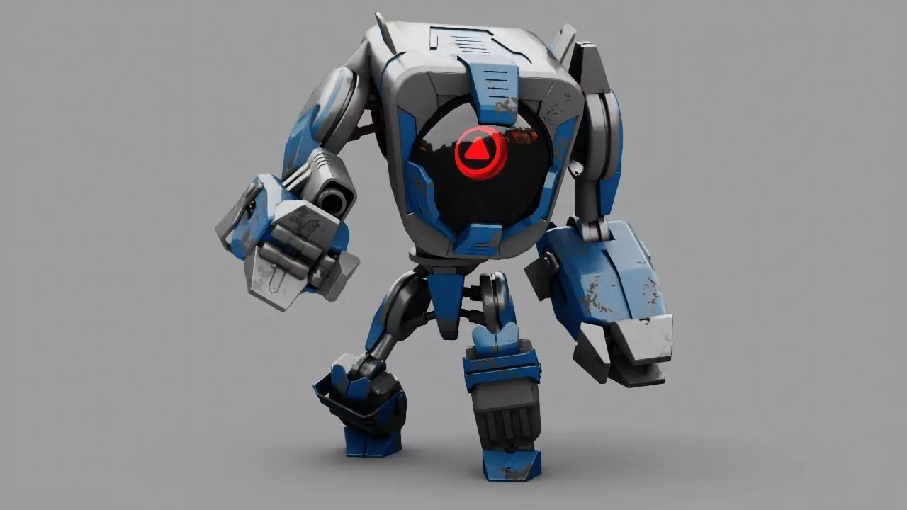 Combat Droid mecha rigged character 3D model