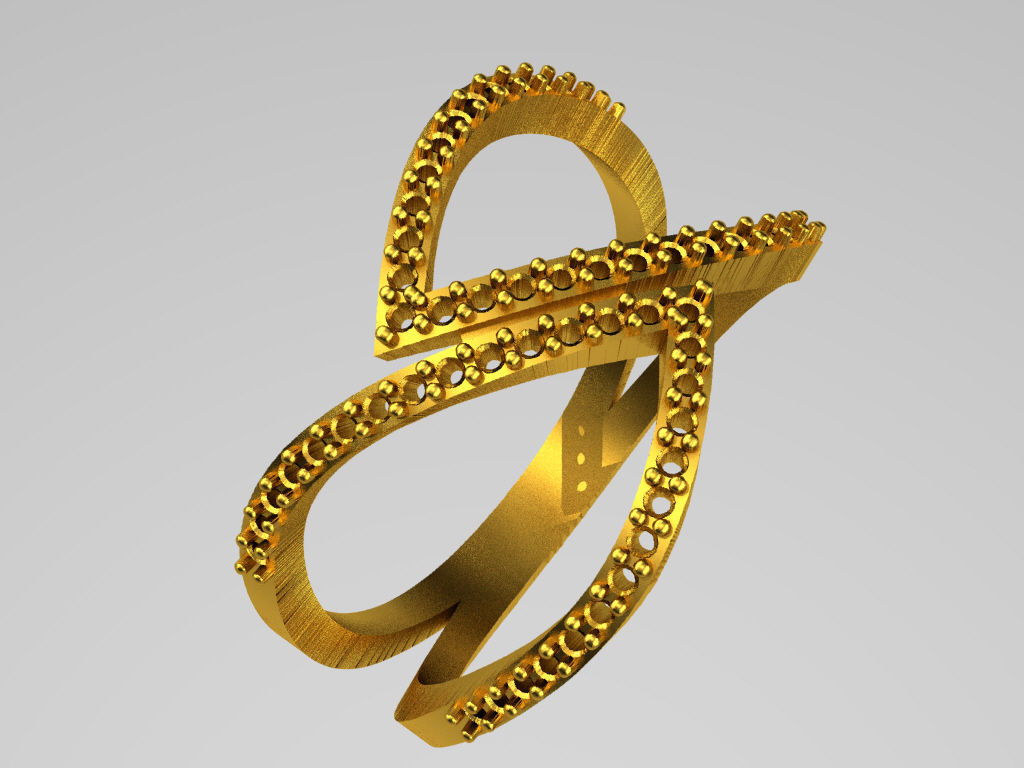 D012-TEL gold ring with diamonds 3D print model_2