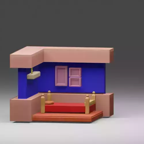 Bed Room interior Free low-poly 3D model