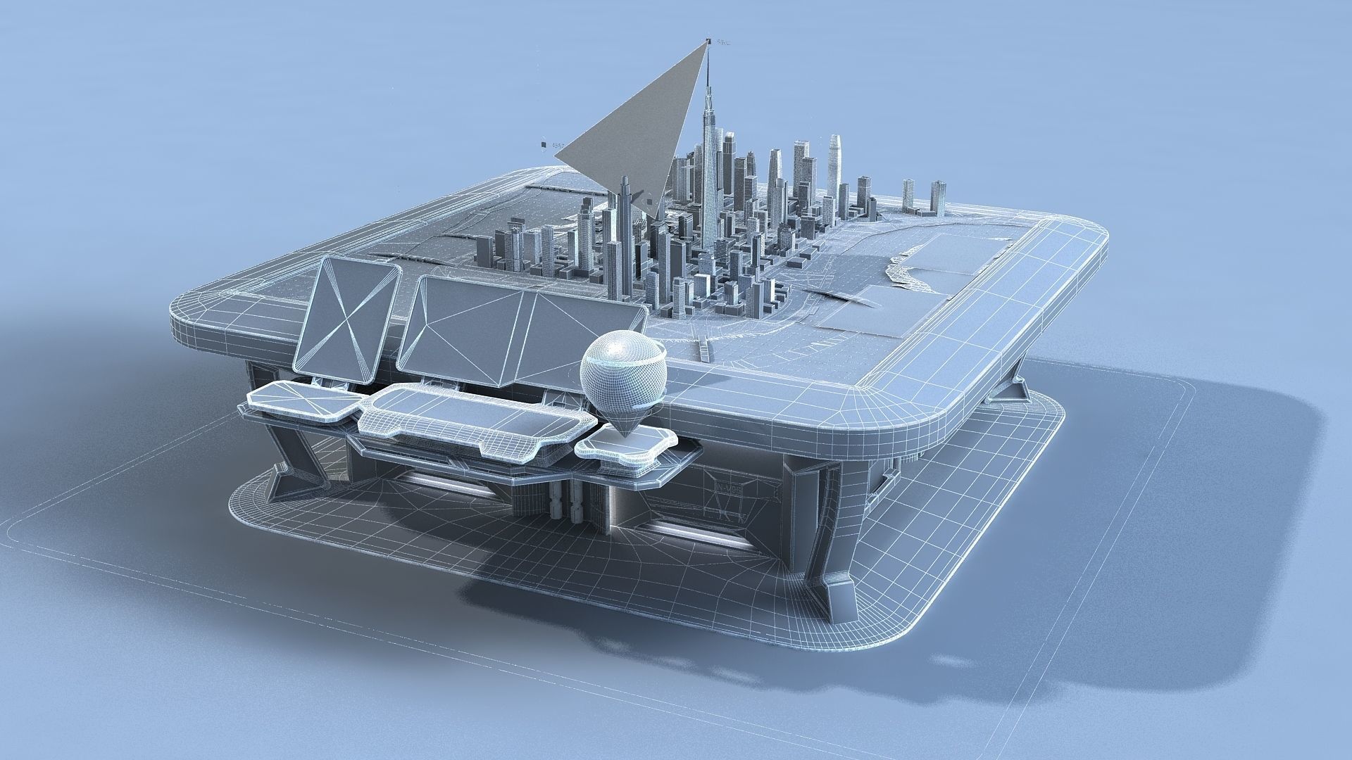Sci-fi Table Interactive Holographic Table 3D model_15