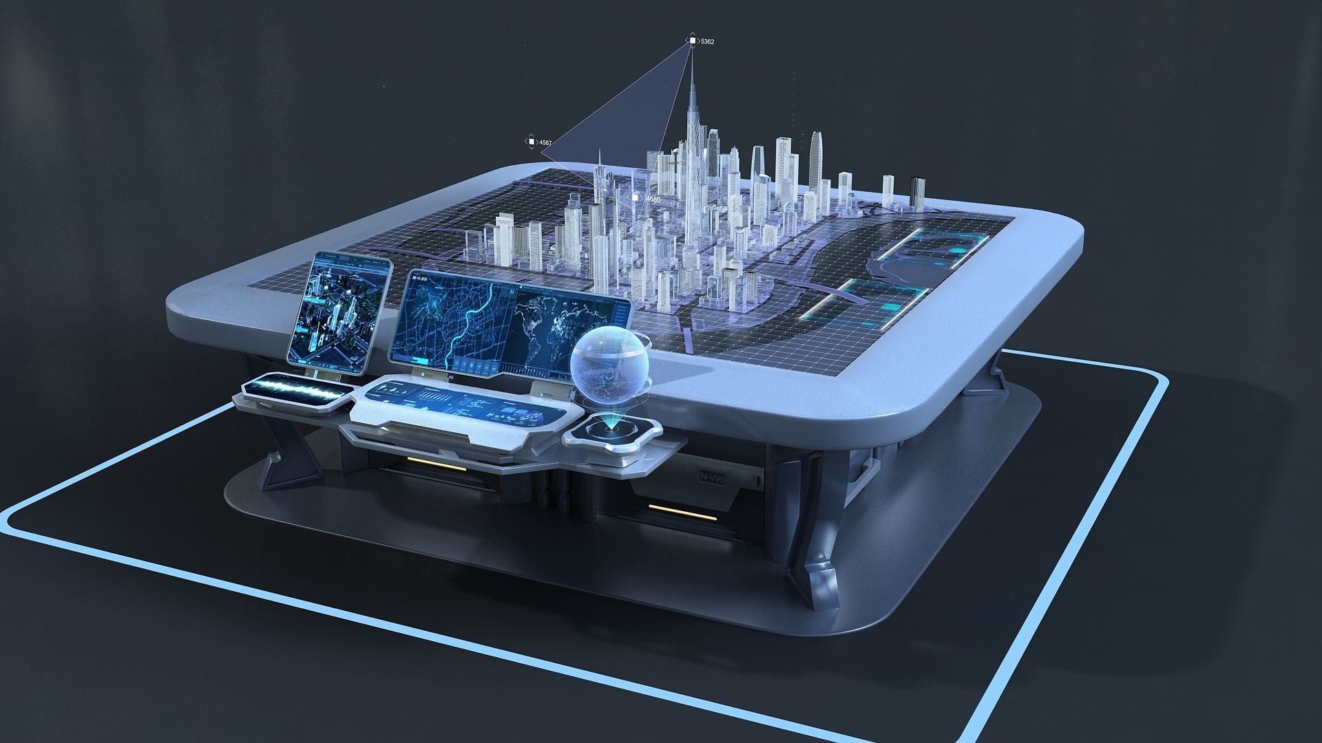 Sci-fi Table Interactive Holographic Table 3D model_2