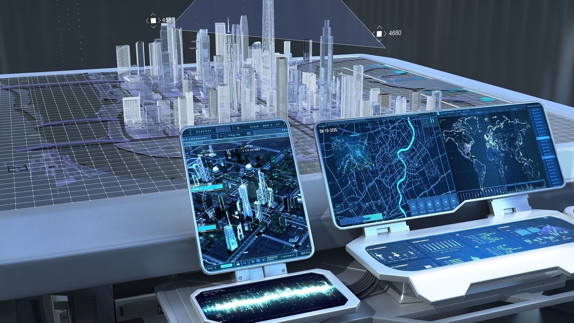 Sci-fi Table Interactive Holographic Table 3D model_5