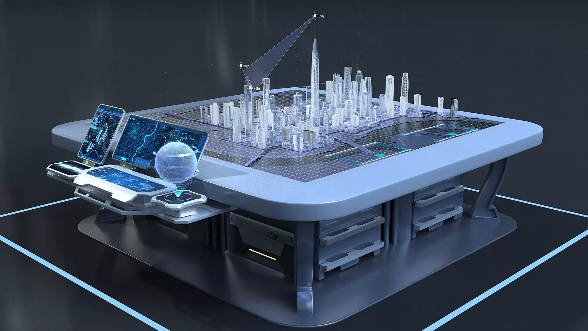 Sci-fi Table Interactive Holographic Table 3D model_0