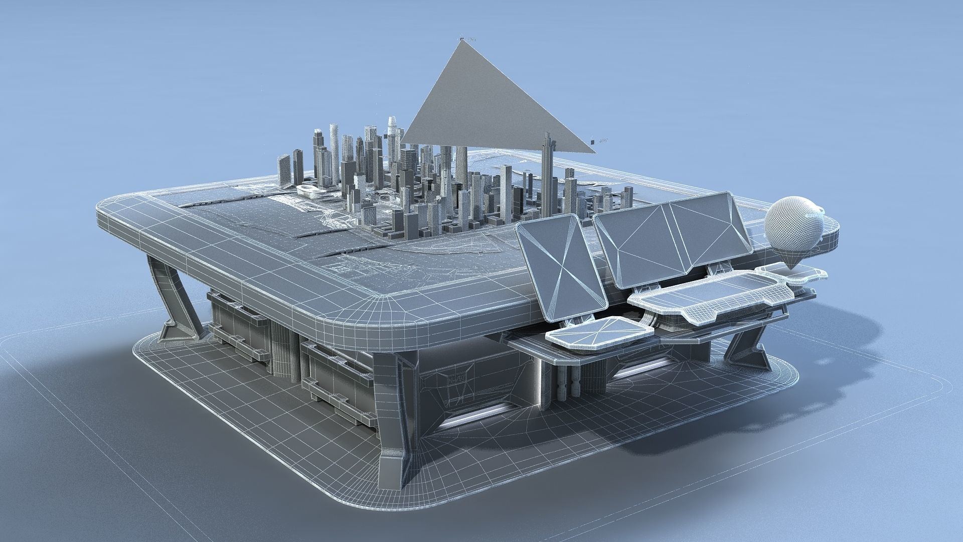 Sci-fi Table Interactive Holographic Table 3D model_9
