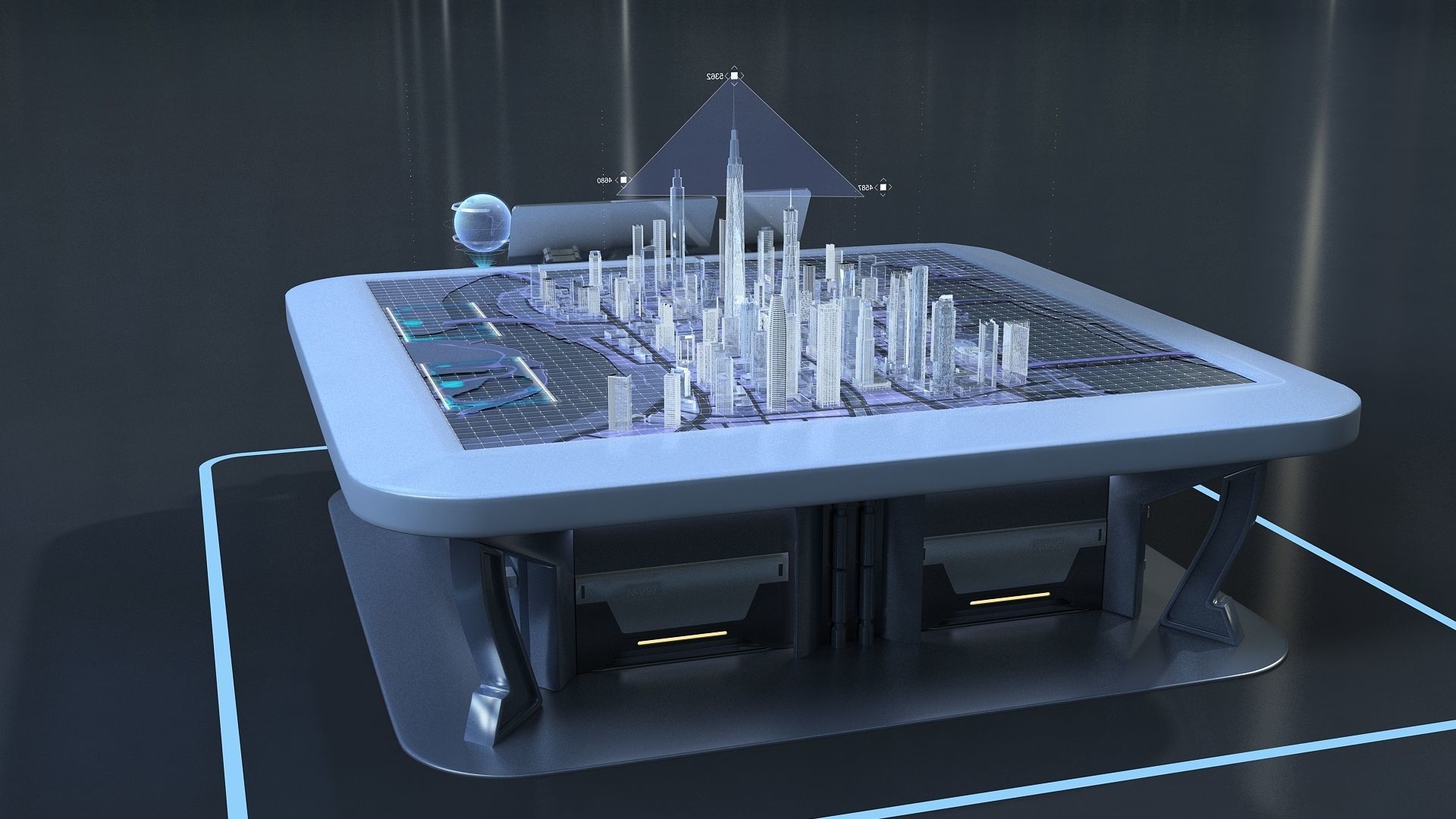 Sci-fi Table Interactive Holographic Table 3D model_1