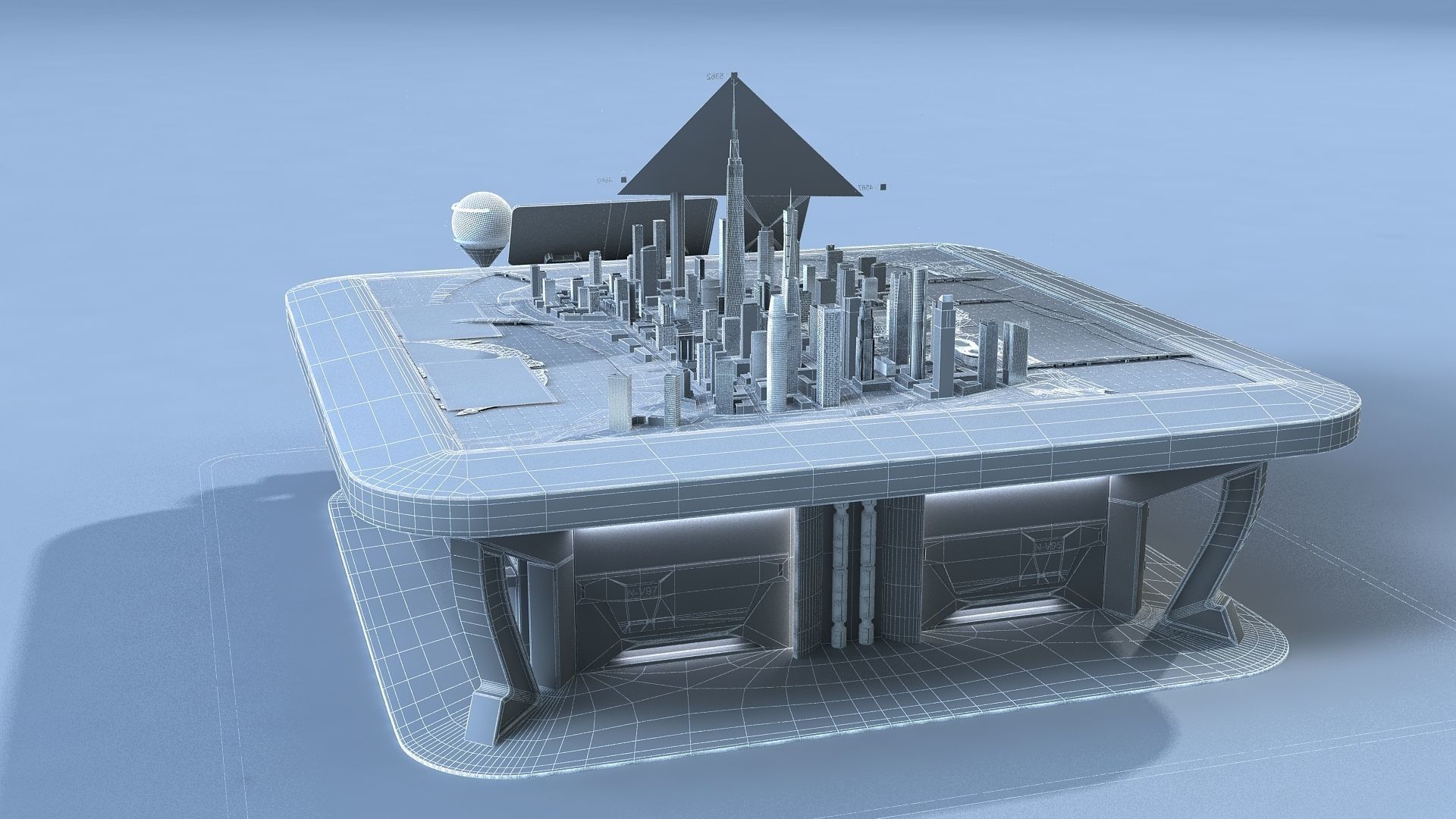 Sci-fi Table Interactive Holographic Table 3D model_11