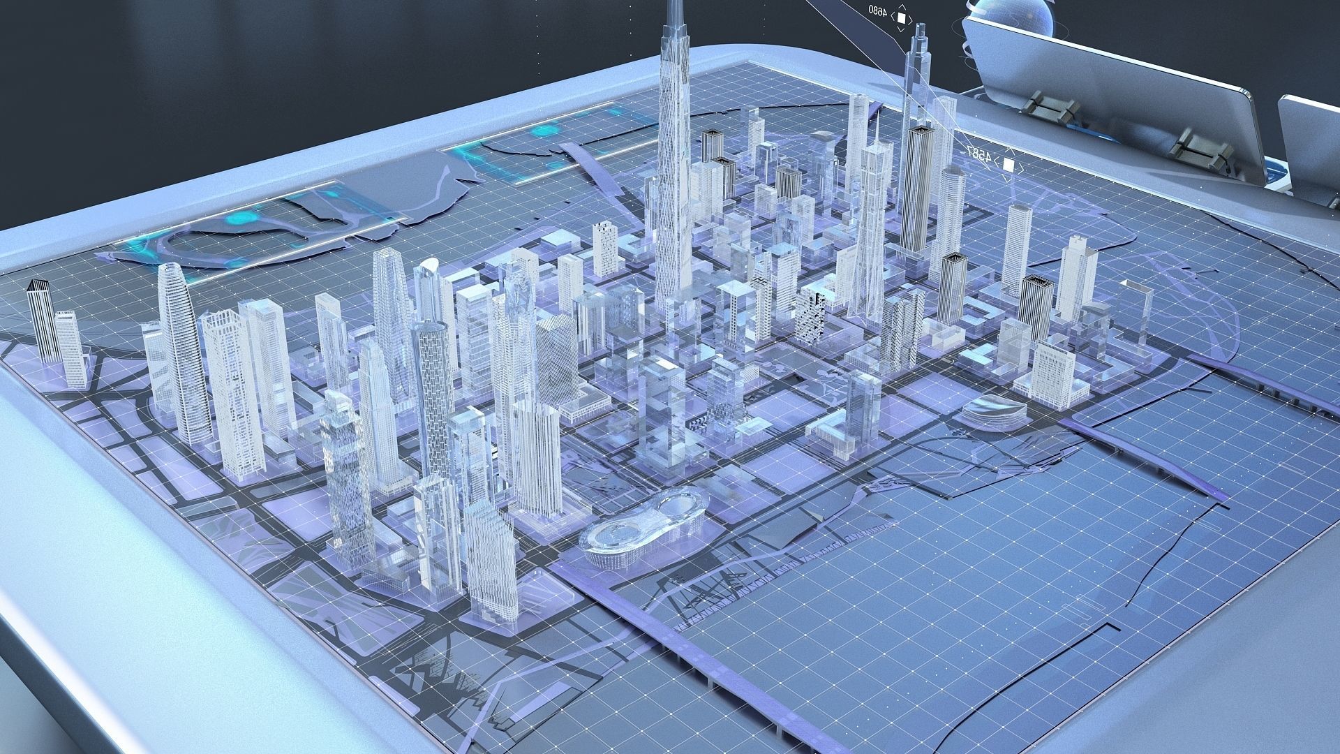 Sci-fi Table Interactive Holographic Table 3D model_3