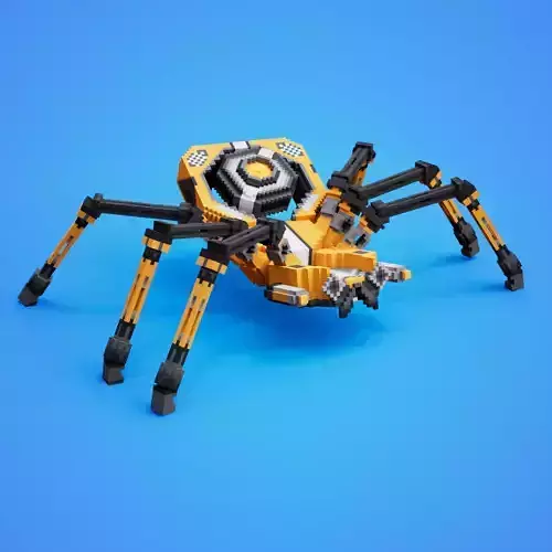 Spider-Mecha Bot Voxel Model Low-poly 3D model