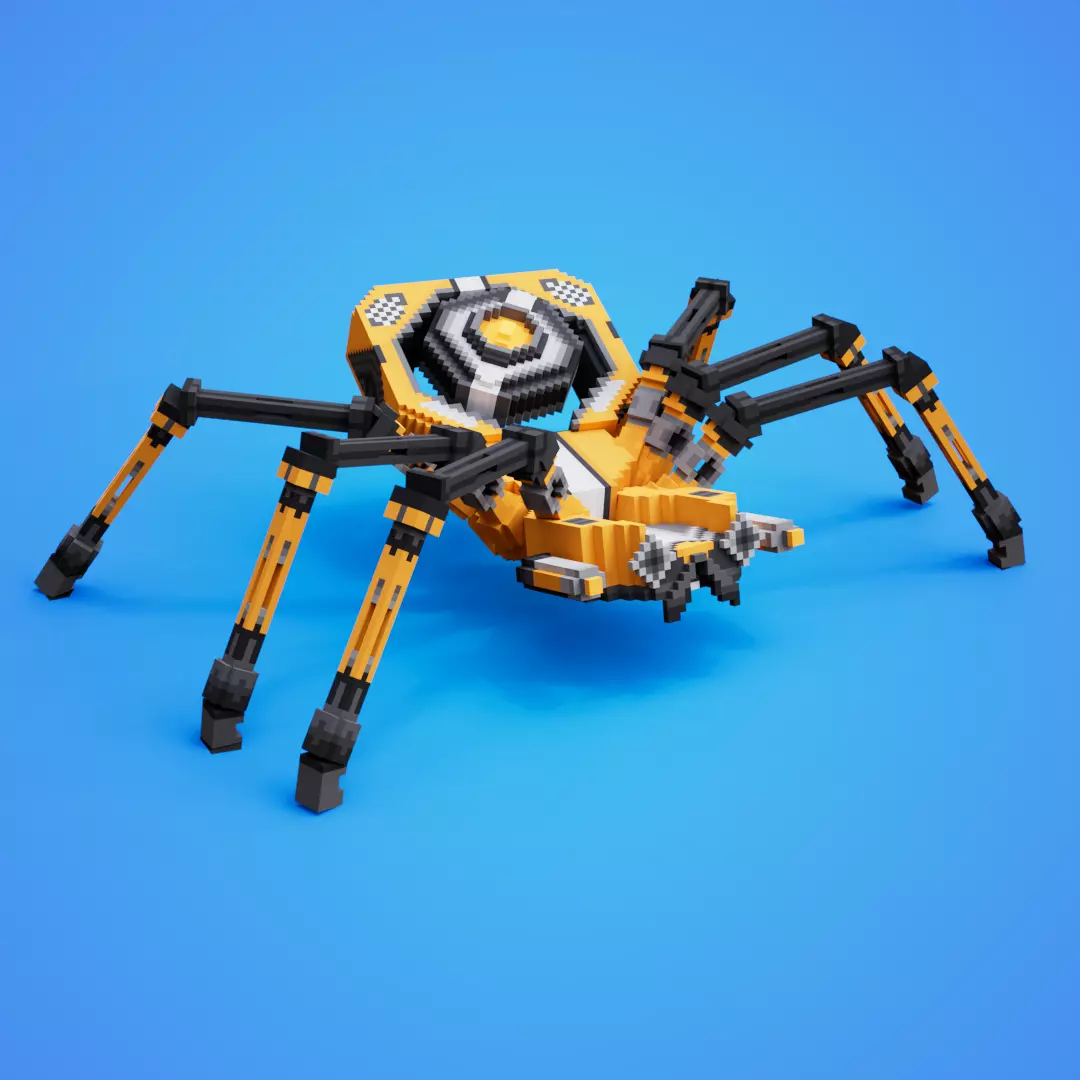 Spider-Mecha Bot Voxel Model Low-poly 3D model_0