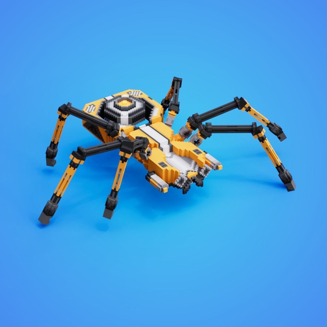 Spider-Mecha Bot Voxel Model Low-poly 3D model_1