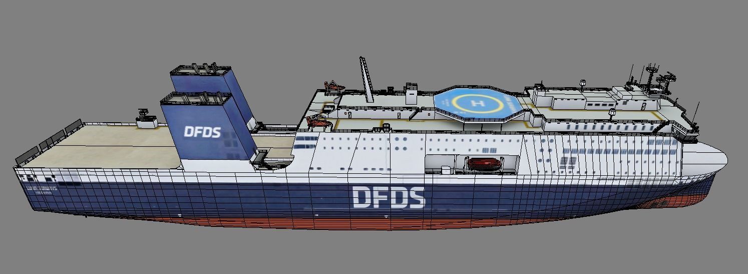 DFDSLuna Seaways Ro-Ro passenger vessel 3d low-poly model Low-poly 3D model_7