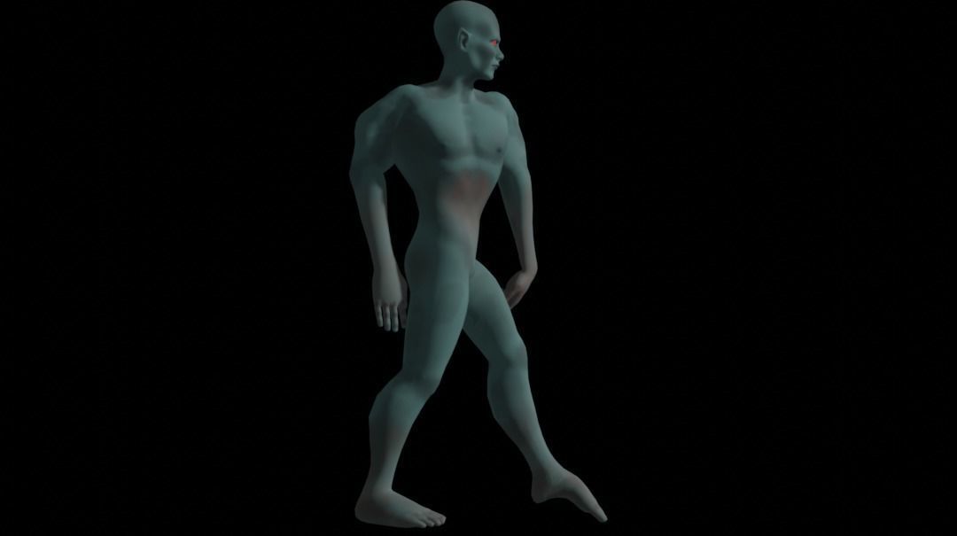 Greenman man running Low-poly 3D model_3