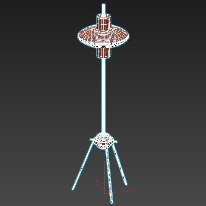 ronaa floor lamp with shade and brass legs 3D model_2