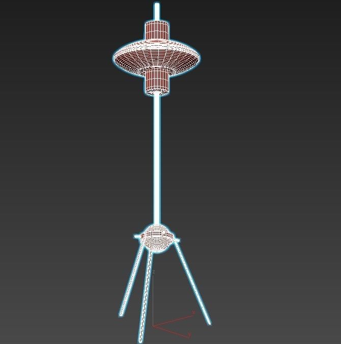 ronaa floor lamp with shade and brass legs 3D model_3