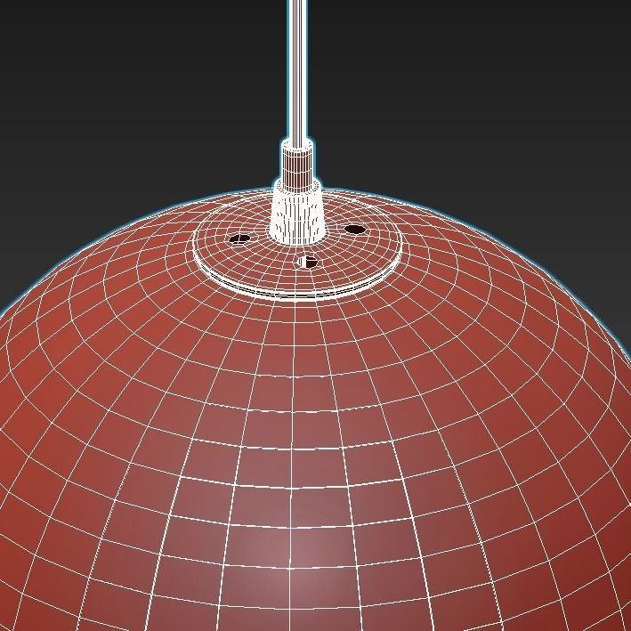 trio 2 three light pendant with glass globes hanging from met... 3D model_5