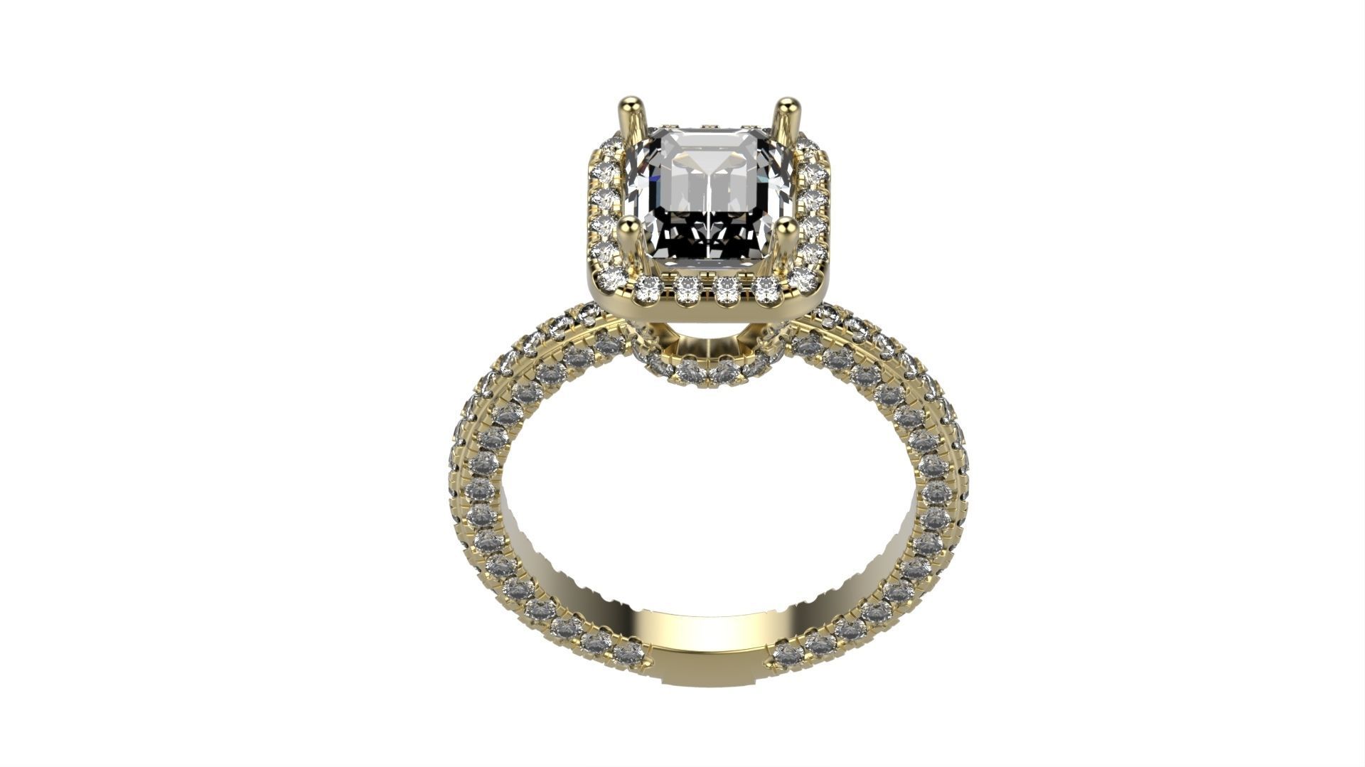 Emerald Engagement Ring All Size 3D print model_3