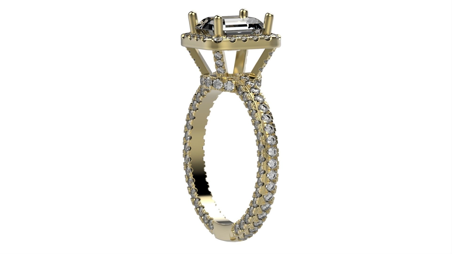 Emerald Engagement Ring All Size 3D print model_5