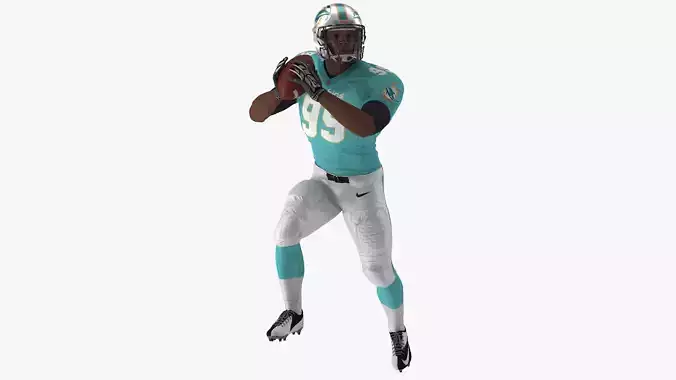 Miami Dolphins American Football Player Running The Ball Fur