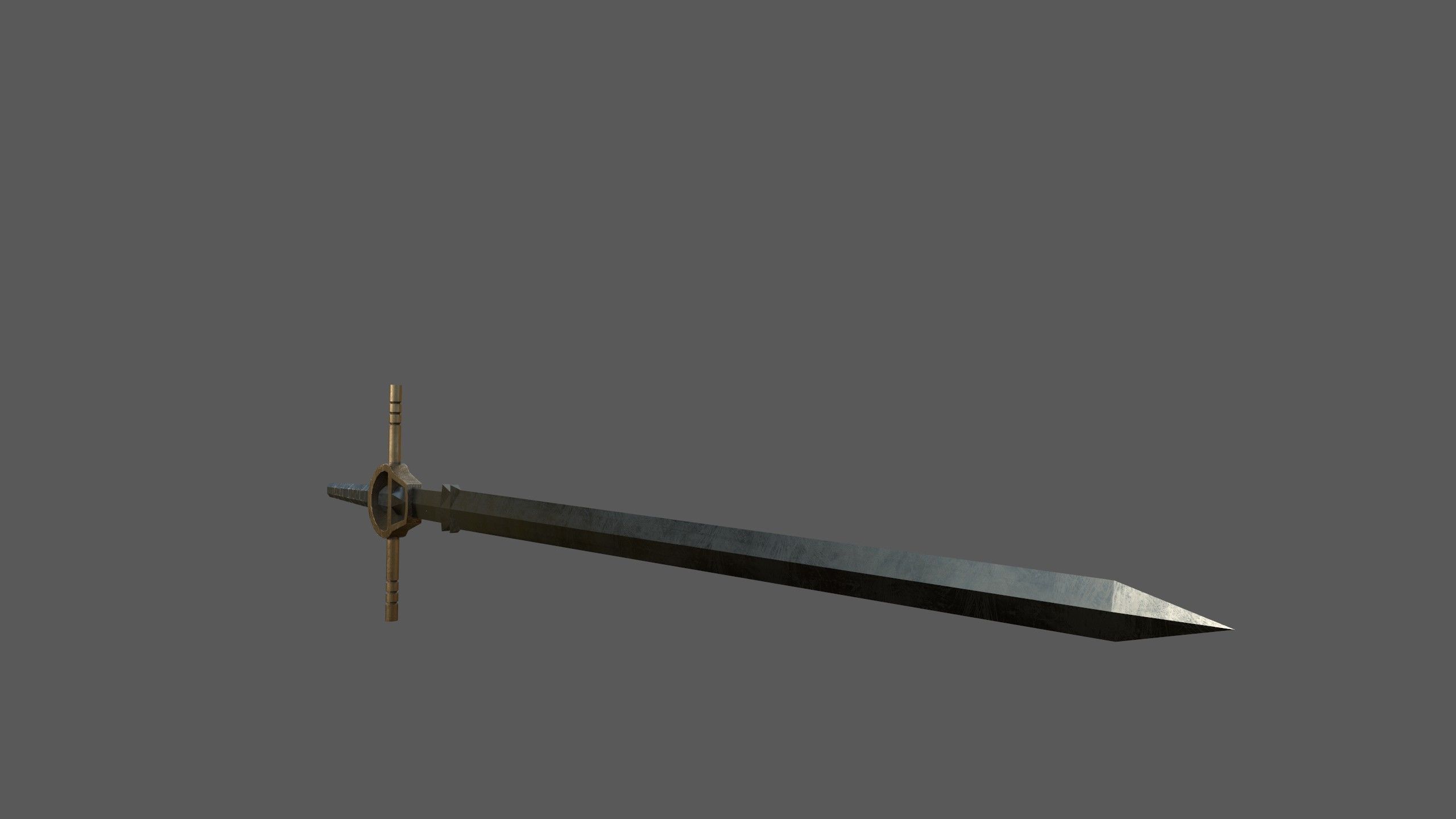 Two handed sword Low-poly 3D model_3