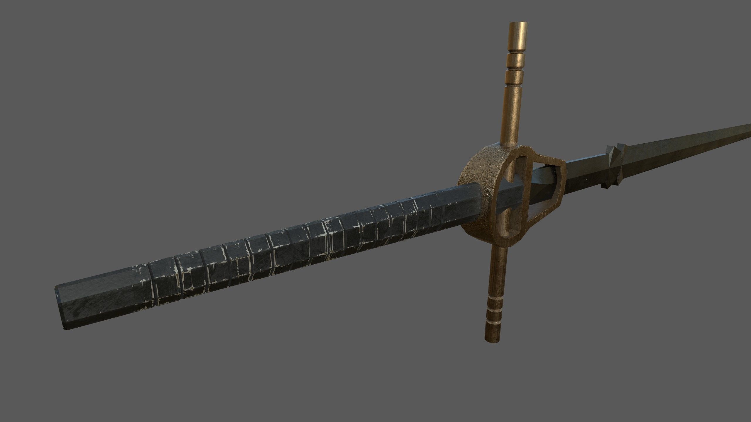 Two handed sword Low-poly 3D model_6
